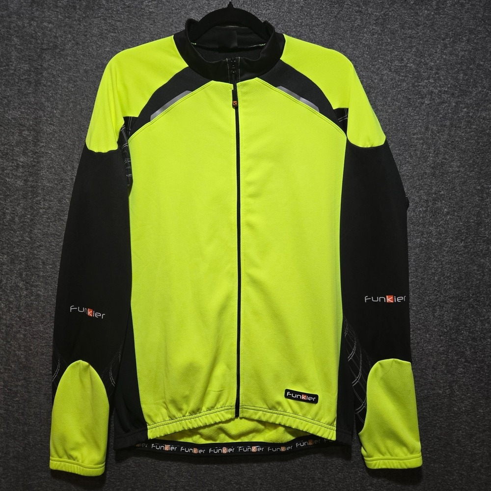 Funkier Firenze Cycling Fleece Lined Thermal Long Sleeve Jersey XL Yellow/Green